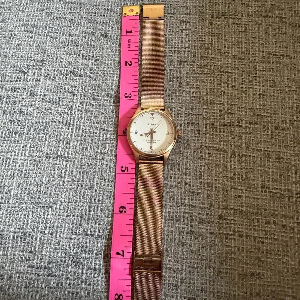 Timex Rose Gold Tone Mesh Band Watch with White Dial